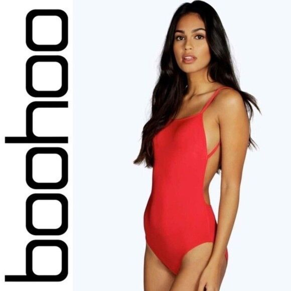 Boohoo Tops - NWT Boohoo Backless Strappy Slinky Bodysuit Red 2 Going Out Clubhouse Cosplay